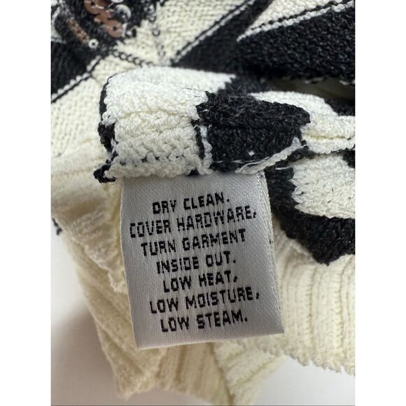 St. John Sequined Striped Sweater Size S Black White Made in USA - Picture 8 of 9